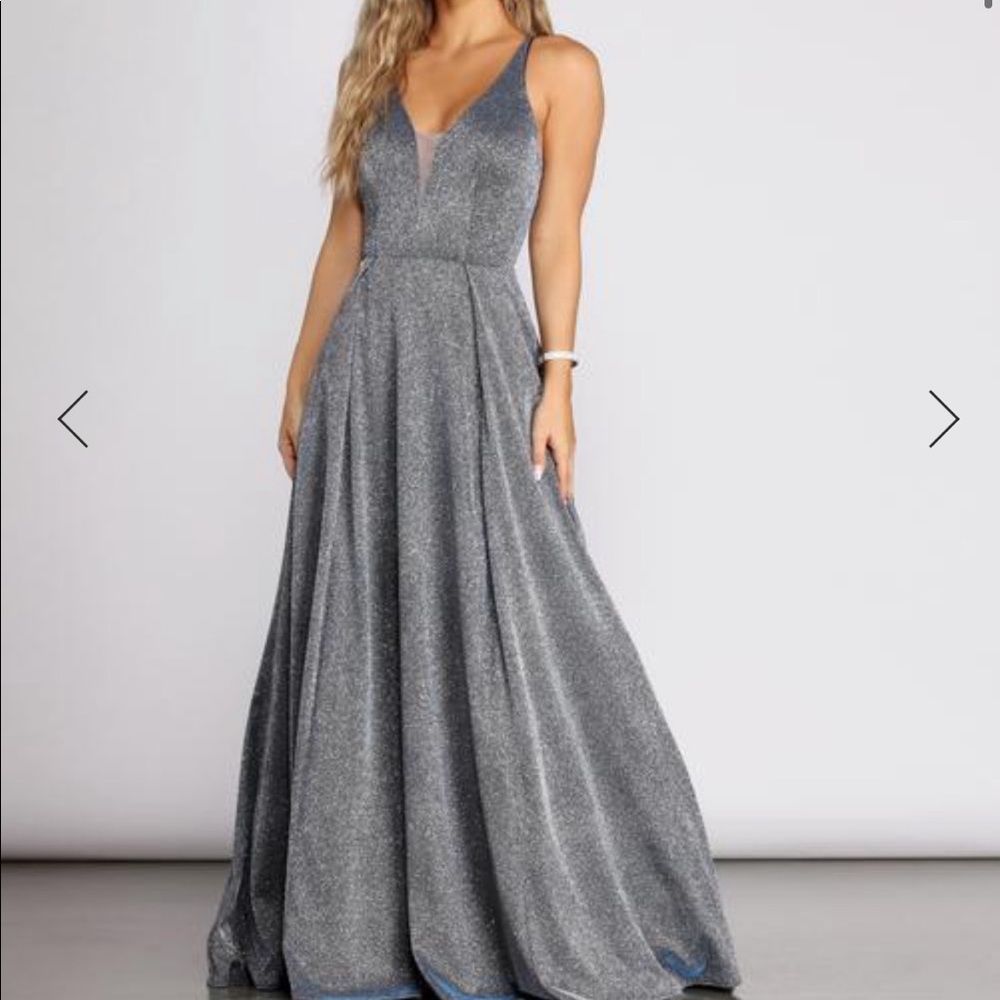 Grey/blue sparkly prom dress
